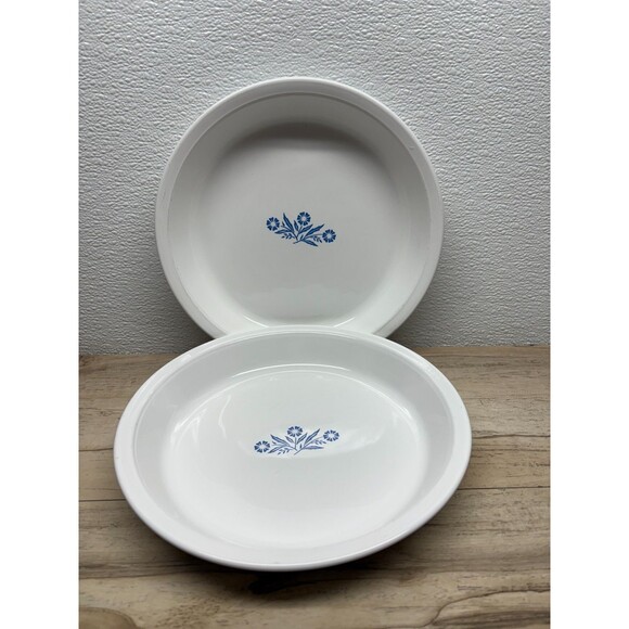 Vtg Corning Ware Blue Cornflower Set Of 2 Round Pie Plate P-309 9" - Picture 1 of 8
